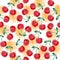 Fresh watercolor summer pattern with cherries