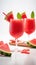 Fresh watermelon cocktails with slices of watermelon. Generative AI