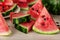 Fresh watermelon cut into pieces. Delicious healthy snack