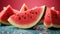 Fresh watermelon slice, juicy and refreshing summer snack generated by AI