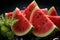 Fresh watermelon with sliced pieces, Generative AI