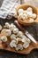 Fresh white champignon mushrooms