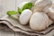 Fresh white champignon on wood table