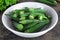 Fresh whole and slice organic green okra