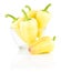 Fresh Yellow bell peppers in Glass bowl isolated