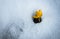 Fresh yellow crocus in the snow melting, Greece