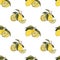 Fresh yellow lemons seamless doodle organic citrus summer fruits vector eps pattern on white background