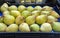 Fresh yellow pears for sale at Porto market (Mercado do Bolhao