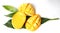 Fresh Yellow ripen Mango with leaf isolated