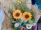 fresh yellow sunflowers  Organize beautiful decorations for various important days, Valentine, love, romance, buildings