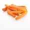 Fresh young carrots on white background