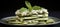 Fresh zucchini lasagna with basil on white ceramic plate, grey background, appetizing presentation