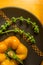 a freshest yellow paprika, bell pepper in ceramic plate