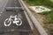 Freshly affixed â€‹â€‹bicycle symbol on asphalt