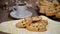 Freshly baked almond and cranberry biscotti and cup of espresso