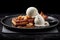 Freshly baked apple pie served alongside a scoop of creamy vanilla ice cream. Ai generated