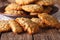 Freshly baked Australian ANZAC biscuits close up. horizontal