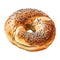 Freshly baked bagel with sesame seed topping