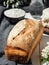 Freshly baked bread baking ingredients on a white wooden table. Close-up. hobby, baking wheat bread at sourdough at home. Healthy