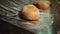 Freshly baked bread enters the conveyor from the furnace to the packaging. Baked loaf of bread in the bakery, just out