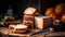 Freshly Baked Bread Loaves Sliced on Wooden Background