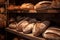 Freshly baked breads in bakery. Generate Ai