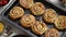 Freshly baked buns with cinnamon and spices. Close-up. Sweet baking concept