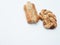 freshly baked buns, a soft golden brown breakfast or a tea snack on a white background, shot from above