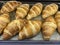 Freshly baked croissants on tray food