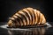 Freshly baked croissants on a wooden table, close up. ai generative