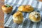 Freshly Baked danish pastry on wooden background, assorted bread and pastry, Different kinds of bread rolls.