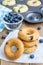 Freshly baked doughnuts with blueberries