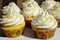 Freshly baked frosted lemon cupcakes