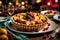 Freshly baked fruit pie with raspberries, strawberries, blackberries. Close up photo. Generative AI