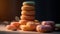 Freshly baked gourmet cookies in a stack generated by AI