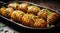 Freshly baked hasselback potatoes