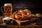 Freshly baked homemade pretzels and beer