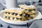 Freshly Baked Millefeuille Cake with Puff Pastry, Cream and Blueberry