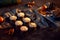 Freshly Baked Mince Pies On Table Set For Christmas With Cinnamon Sticks And Orange