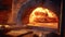 Freshly baked pizza in a wood fired oven, a gourmet Italian delight generated by AI