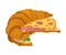 Freshly Baked Realistic Croissant with Stuffing Vector Illustration