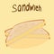 Freshly baked sandwich at the yellow background