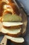 Freshly baked sweet braided bread loaf. Challah bread