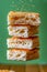 Freshly Baked Sweet Honeycomb Bread Slices Stacked on Green Background Homemade Bakery Goods Photography