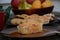 The freshly baked sweet mini loaves on rustic wooden background.