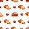 Freshly bakery products seamless pattern cartoon vector illustration