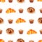 Freshly bakery products seamless pattern cartoon vector illustration