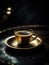 A freshly brewed espresso with a golden crema, generative AI