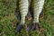 A freshly caught pike is hanging on a hook. A fisherman caught two huge beautiful pike on a fishing trip. Sport fishing or