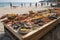 freshly-caught seafood featured at al fresco dining event on the beach